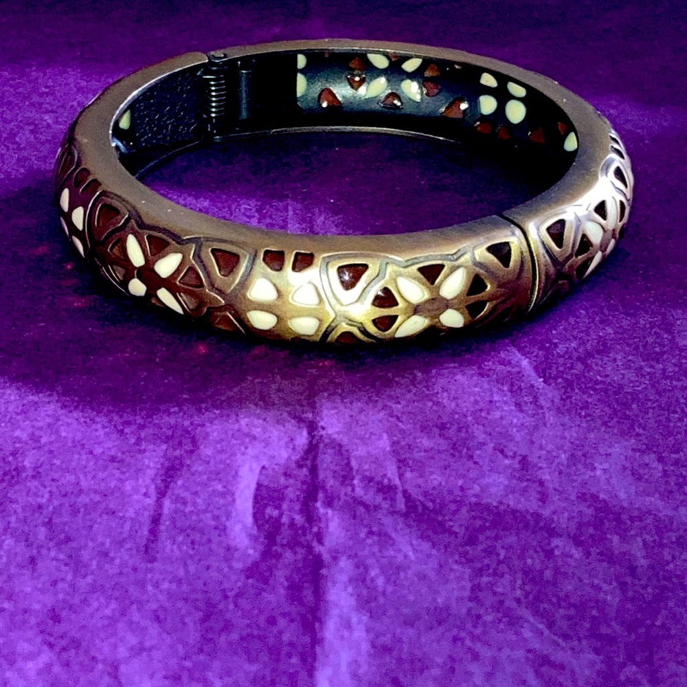 Brass tone boho clamper bracelet